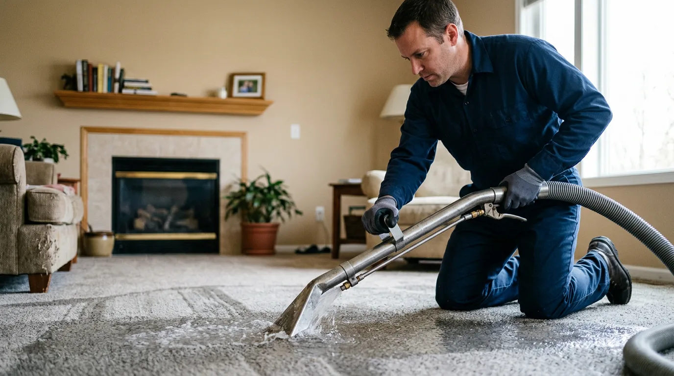 Water damage restoration technician working near Madison Heights, VA